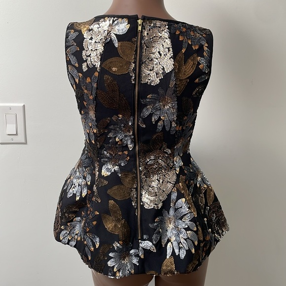 Keepsake The Label Wonderwall Sequined Peplum Top Sleeveless Black Gold Small S - Picture 8 of 11
